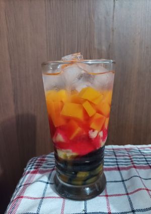 Foto resep 108. Es Cinta Pumang (cincau tape puding mangga)