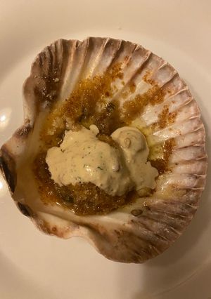 A picture of Scallops with Coral Sauce.