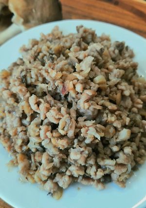 Hình của món Thịt băm rang nấm.