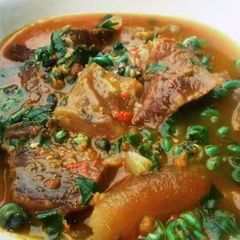 A picture of Ofo and Uziza soup.
