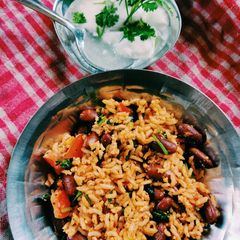 A picture of Rajma rice.