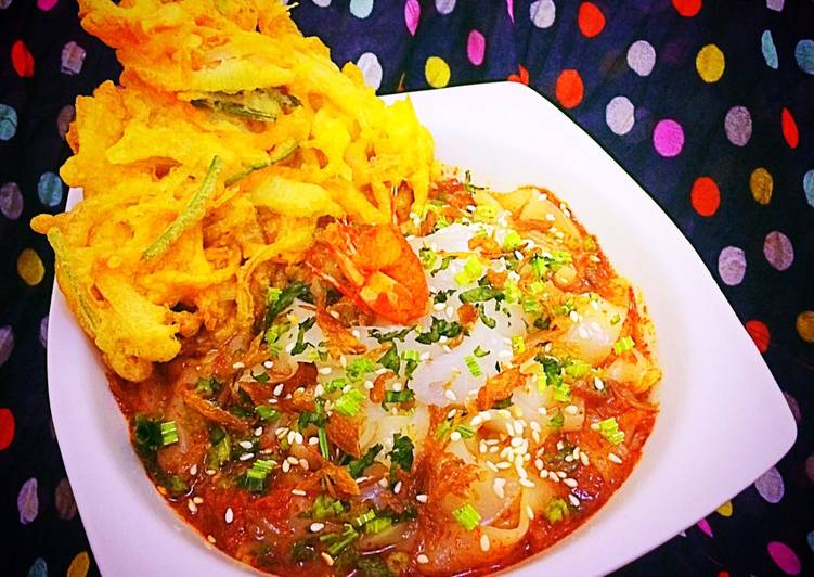 Resep masakan Kwetiau Tomyam with Kakiage | Resep Bumbu Kwetiau Tomyam with Kakiage Yang Sedap
