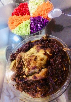 عکسی از دستور مرغ شکم پر