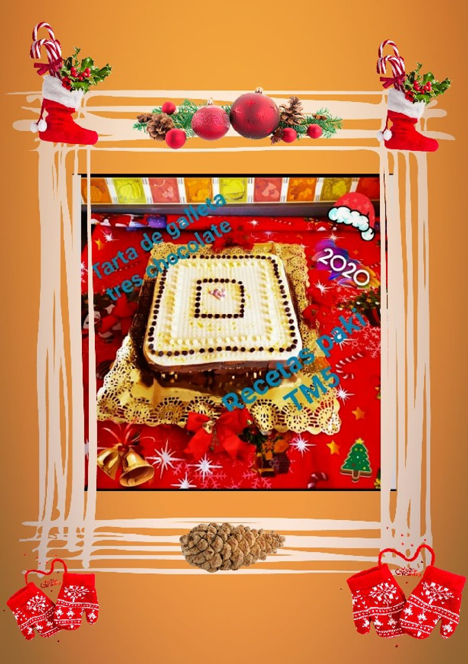 Una foto de Tarta 🍰 de galleta🍪tres chocolate🍫TM5 paso a paso