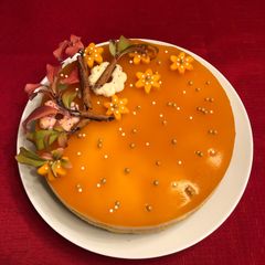 A picture of Three Layers No-Bake Pumpkin 🎃 Cheesecake.