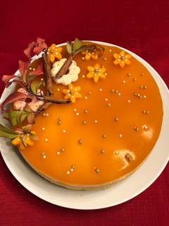 A picture of Three Layers No-Bake Pumpkin 🎃 Cheesecake.