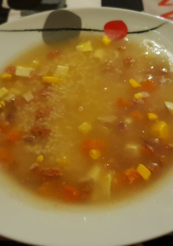 Una foto de Sopa de lluvia con picadillo
