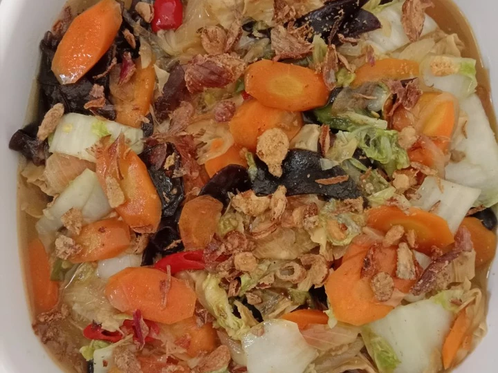 Langkah Gampang Menyiapkan Resep Tumis Sayur Sehat (Sawi putih, wortel, jamur dan kembang tahu) yang Lezat Anti Ribet, Sempurna