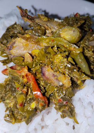 Foto resep Pepes Daun Singkong dan Ikan Asin Klotok