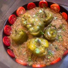 A picture of Mince stuffed capsicum.