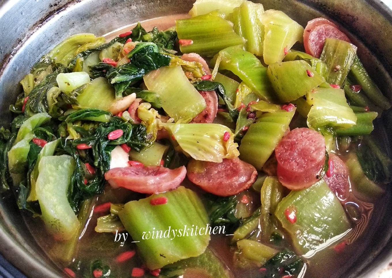 Sayur Pahit (Sawi Santhung) dengan Lapchiong