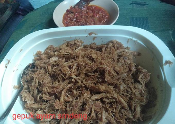 Resep Gepuk ayam suwir srundeng Anti Gagal