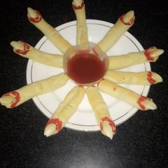 A picture of Halloween Witches Fingers with blood.