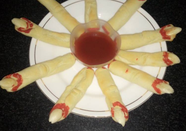 Recipe of Super Quick Homemade Halloween Witches Fingers with blood