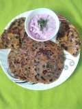 Methi Aloo Paratha and Beetroot Raita