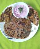 Methi Aloo Paratha and Beetroot Raita