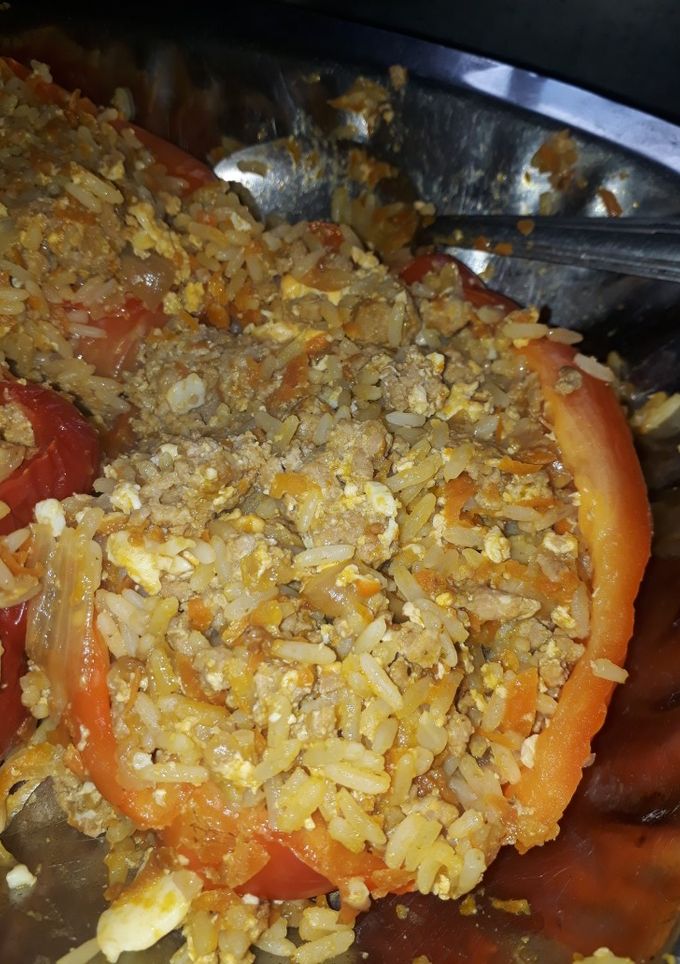 Una foto de Morrones rellenos