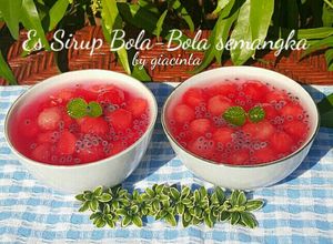 Foto resep Es Sirup bola-bola Semangka dan Selasih
