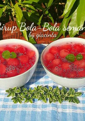 Foto resep Es Sirup bola-bola Semangka dan Selasih
