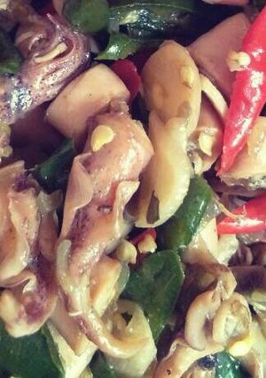 Foto resep Cumi Asin Masak Cabe Hijau