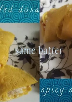 A picture of Tasty Sweet & Spicy stuffed dosa using same batter.
