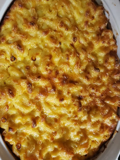 A picture of Baked mac and cheese.