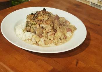 Popular Cuisine Roast Chicken Thighs in a Sauted Mushroom Parmasan Garlic Cream Delicious and Healthy Popular Cuisine Roast Chicken Thighs in a Sauted Mushroom Parmasan Garlic Cream Delicious and Healthy