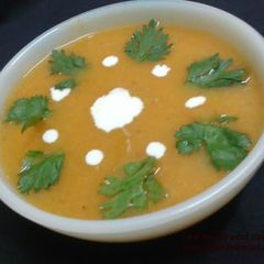 A picture of Red lentil and carrot soup.