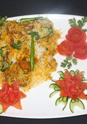 A picture of Tikka baryani with national tikka masla.