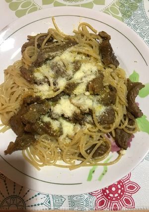 Una foto de Fideos rápidos con carne a la mostaza!