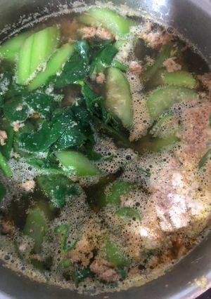 Hình của món Canh cua nấu mồng tơi mướp.