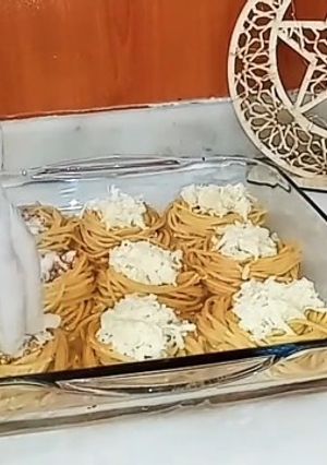 صورة لوصفة معكرونة عش البلبل او عش العصغور🙂