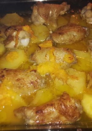 Una foto de Alitas de pollo a la naranja
