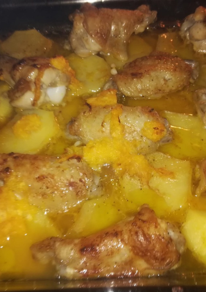 Una foto de Alitas de pollo a la naranja