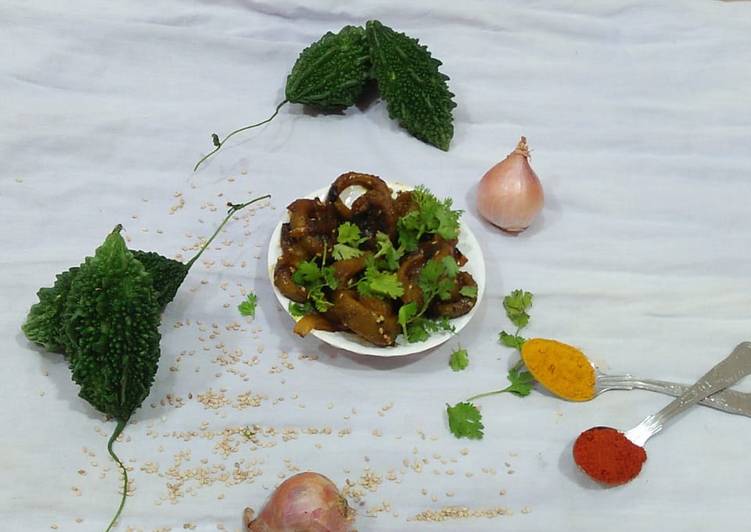 Onion and bitter gourd karela sabji