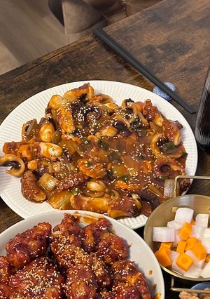 Hình của món Bạch tuộc xào cay.