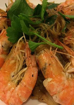 รูปของ กุ้งอบวุ้นเส้น หม้อหุ้งข้าว
