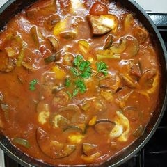 A picture of My Italian Sausage one pan bake. 😚.
