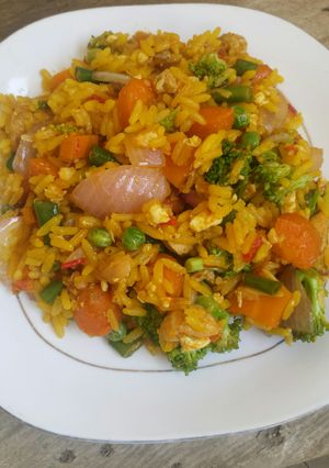A picture of Broccoli fried rice.