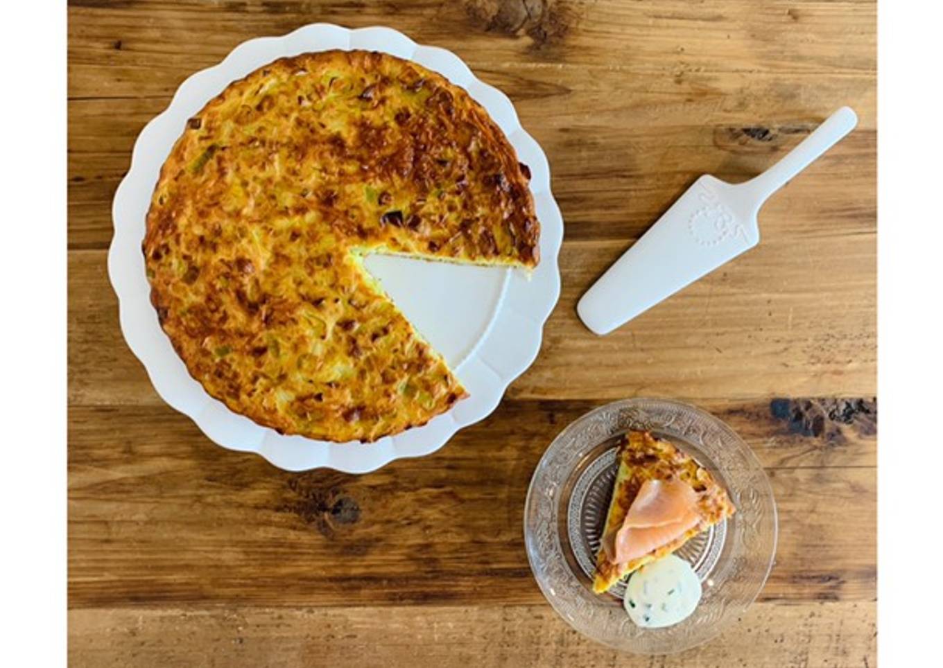 Galettes de poireaux légère, saumon fumé et crème citronnée