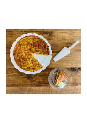 Une photo de Galettes de poireaux légère, saumon fumé et crème citronnée