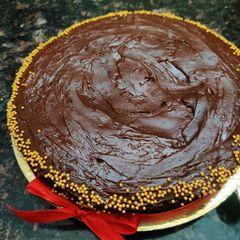 A picture of Eggless Chocolate Cake with Nutella.