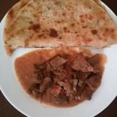 Stewed Liver with Chapati A picture of Stewed Liver with Chapati.