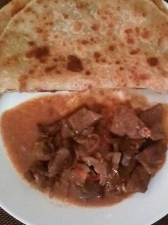A picture of Stewed Liver with Chapati.