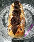 Brazo de gitano de mazapan y rosas de mazapan de trufa