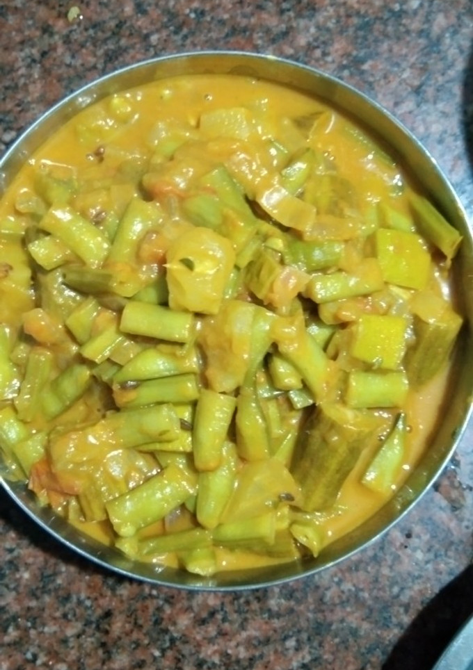 கொத்தவரங்காய் மாங்காய் முருங்கைக்காய் கலனி மண்டி செய்முறை முக்கிய புகைப்படம்