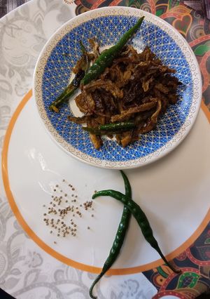 A picture of Dry Bitter Gourd (karela) Aachar.