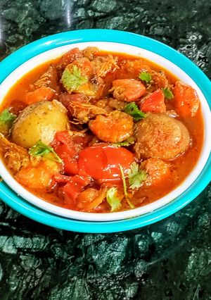 A picture of Prawn Potato Masala Curry.