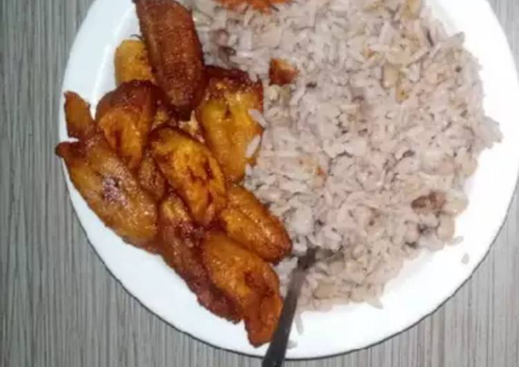 Easiest Way to Make Tasty Rice and beans with plantain | Simple Recipe For Dinner