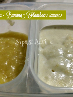 Foto resep Bubur Susu w/ Banana Flambee Sauce (Mpasi 6+)